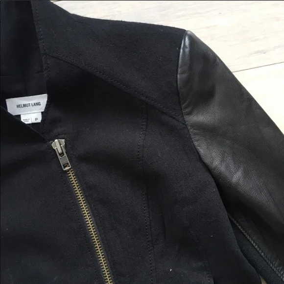 HELMUT LANG Eon Jacket Leather & Wool Asymmetrical Jacket P - Picture 9 of 11